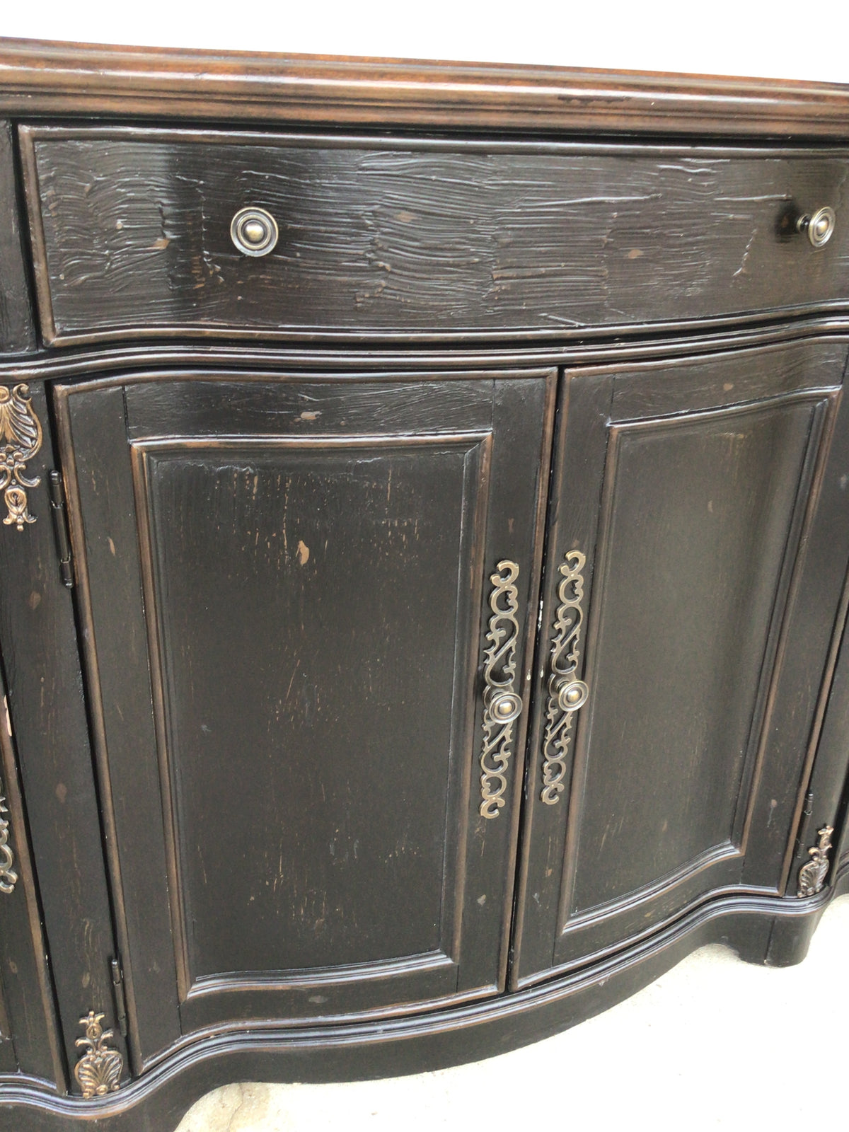 Dark Finished Serpentine Front Sideboard