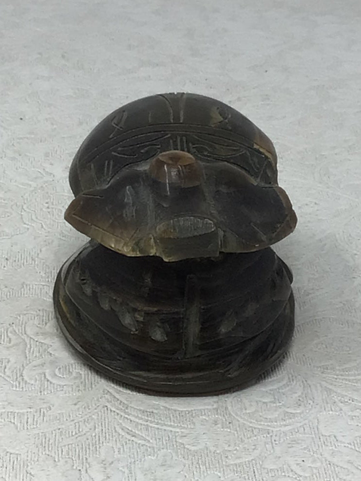 Vintage Egyptian Hand-Carved Horn Scarab Beetle