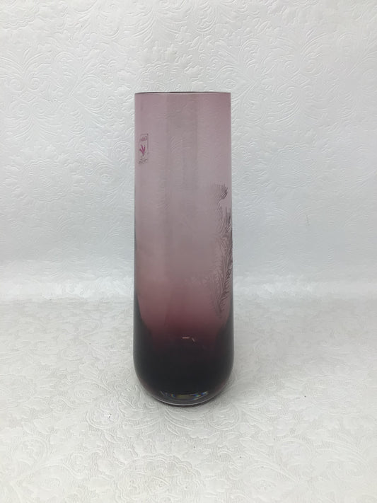 Caithness Scotland Amethyst Etched Bud Vase