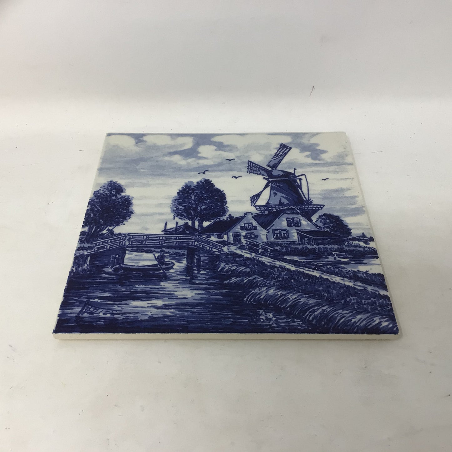 Hand painted Delft Blue and White Ceramic Tile