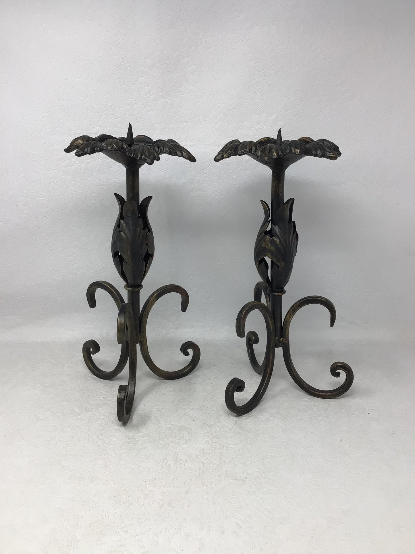 Pair of Wrought Iron Candle Holders