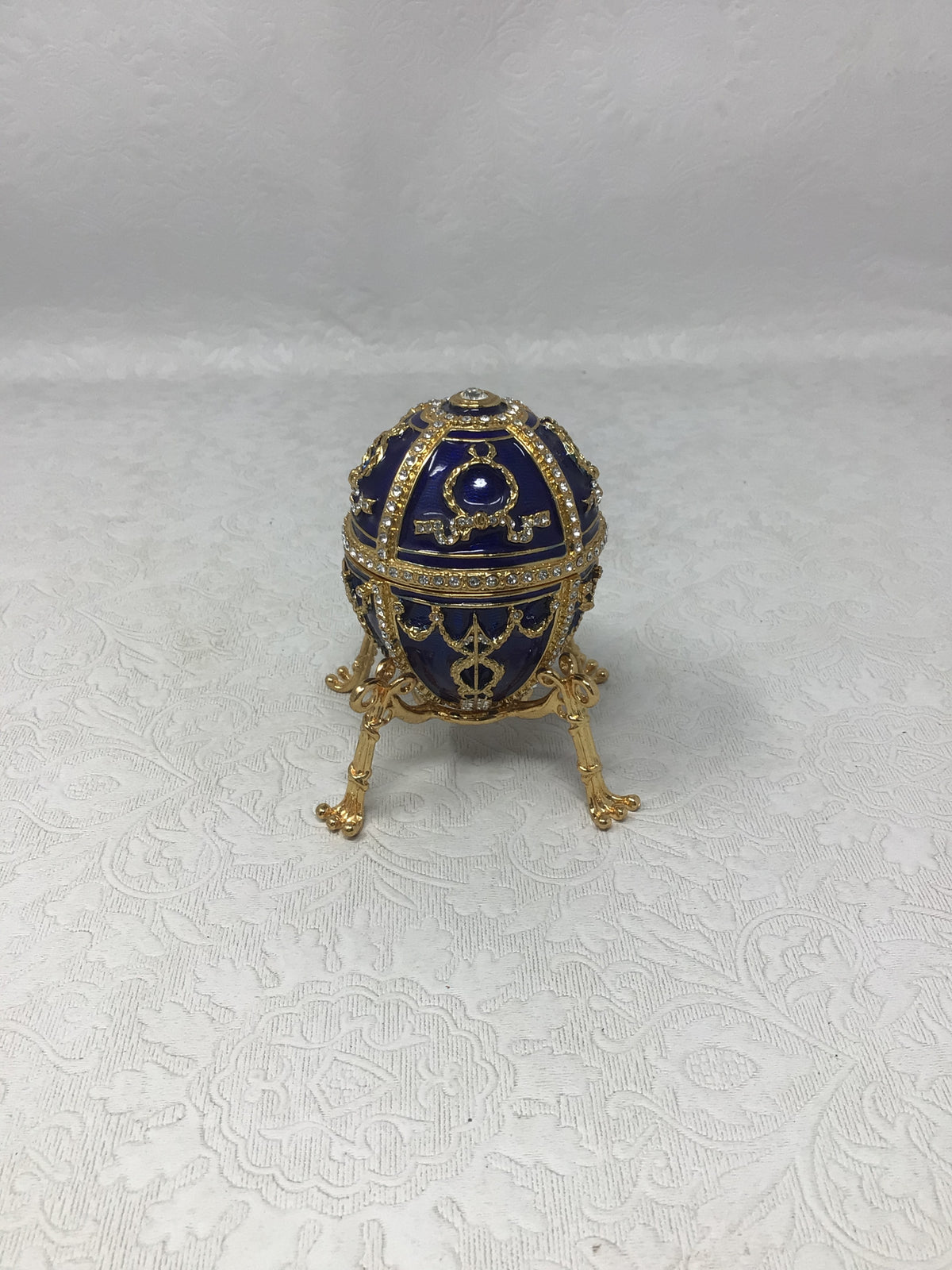 Blue and Gold Fabergé-Style Decorative Trinket Box