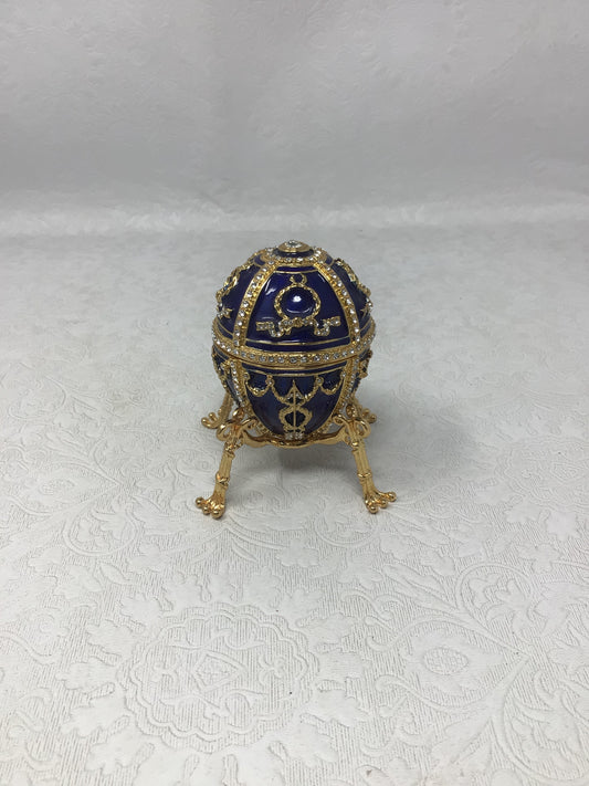 Blue and Gold Fabergé-Style Decorative Trinket Box