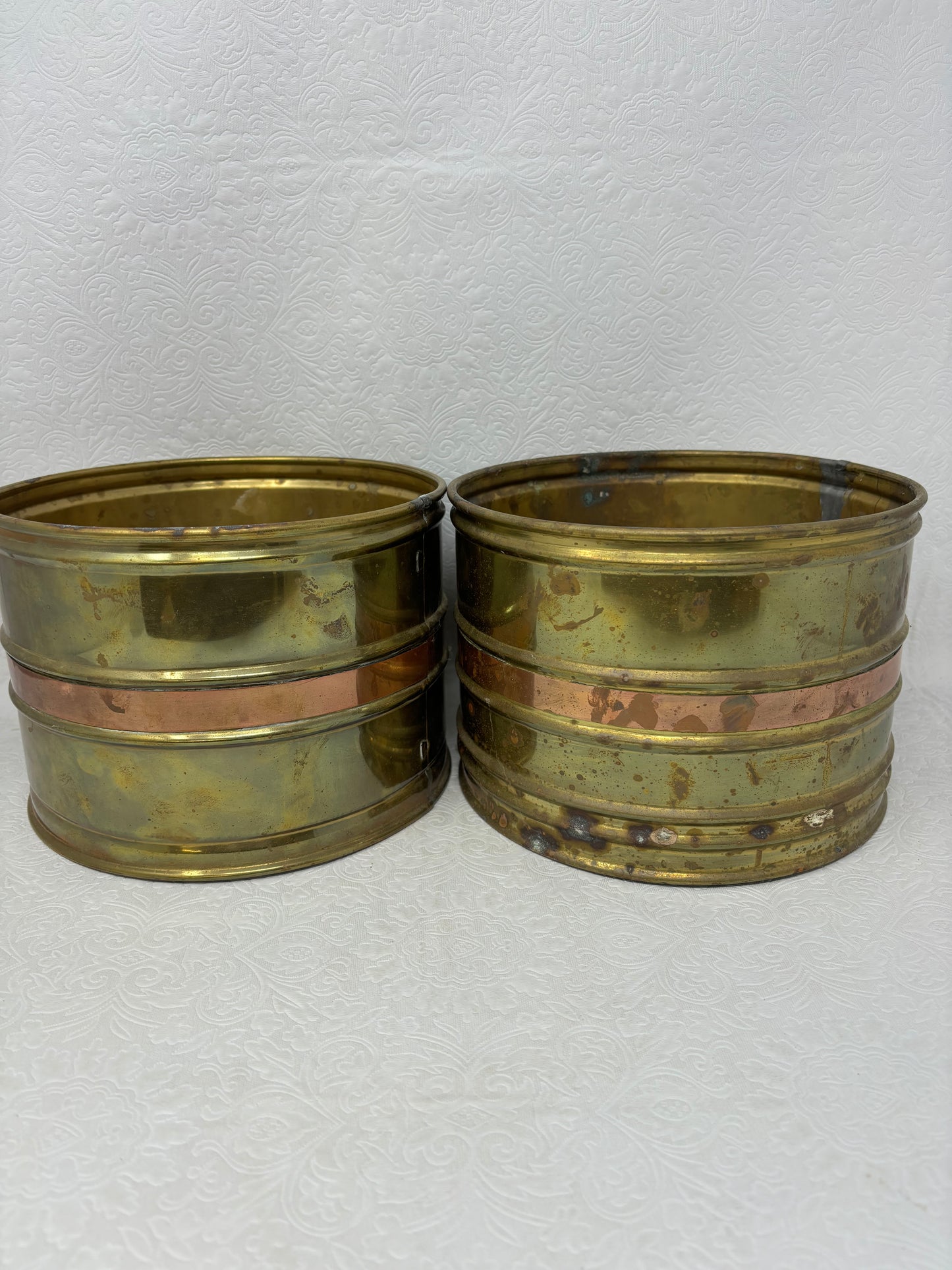 Vintage Set Of Brass Tins