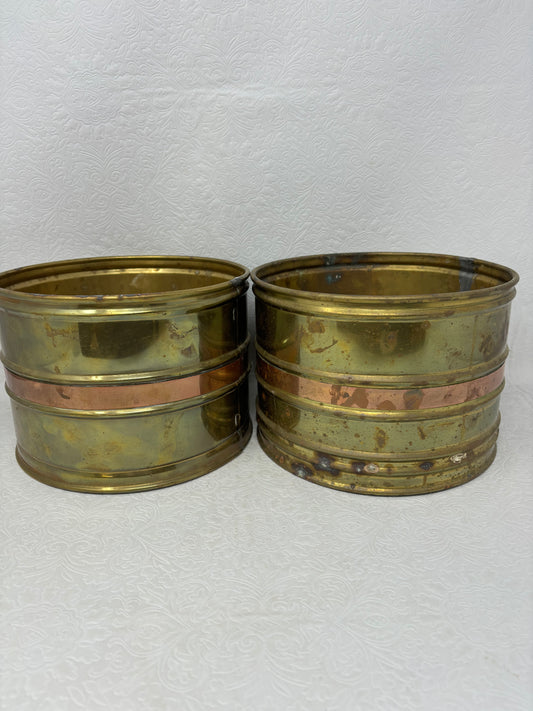 Vintage Set Of Brass Tins