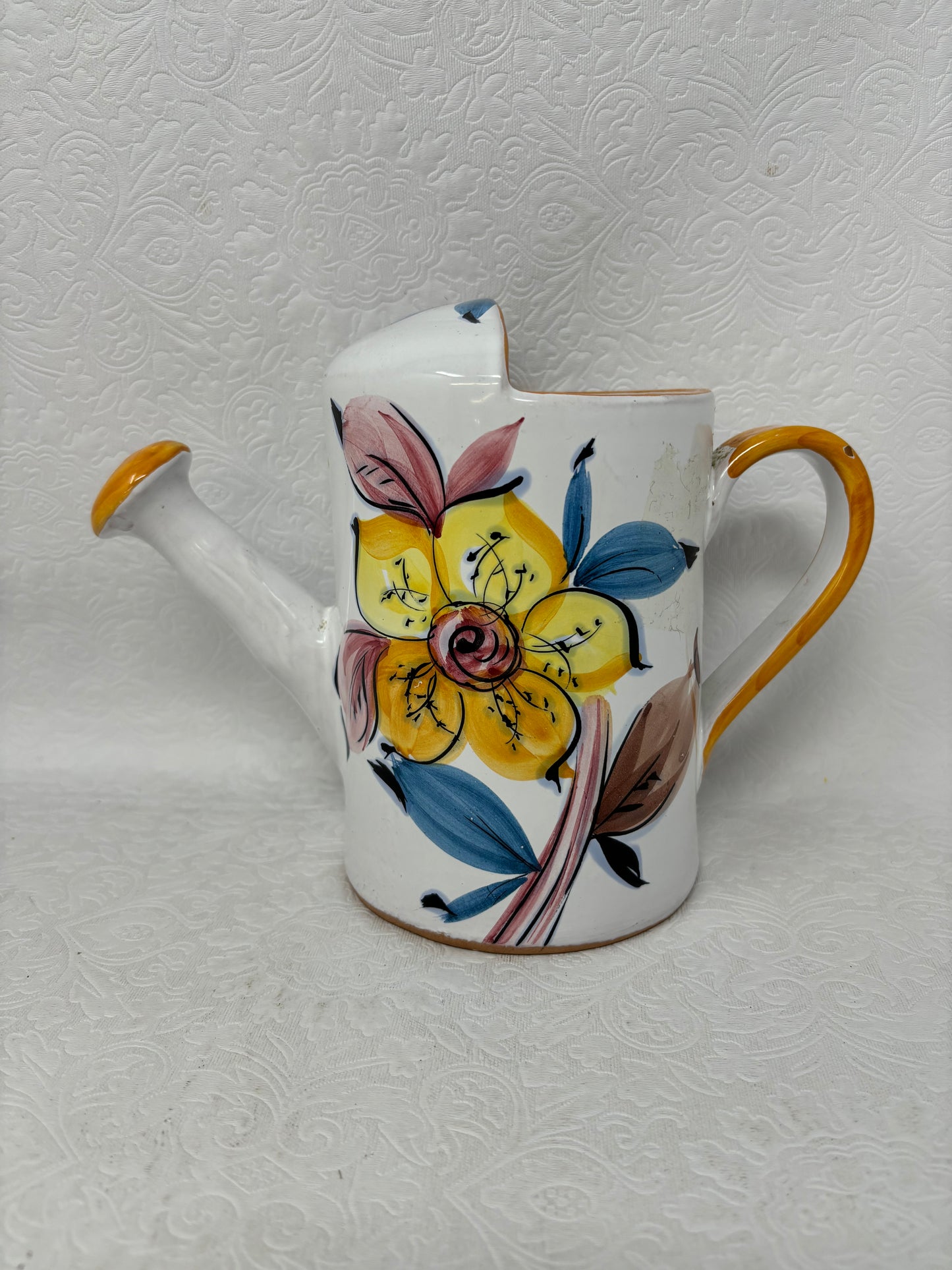 Handmade Ceramic Glazed Floral Watering Can