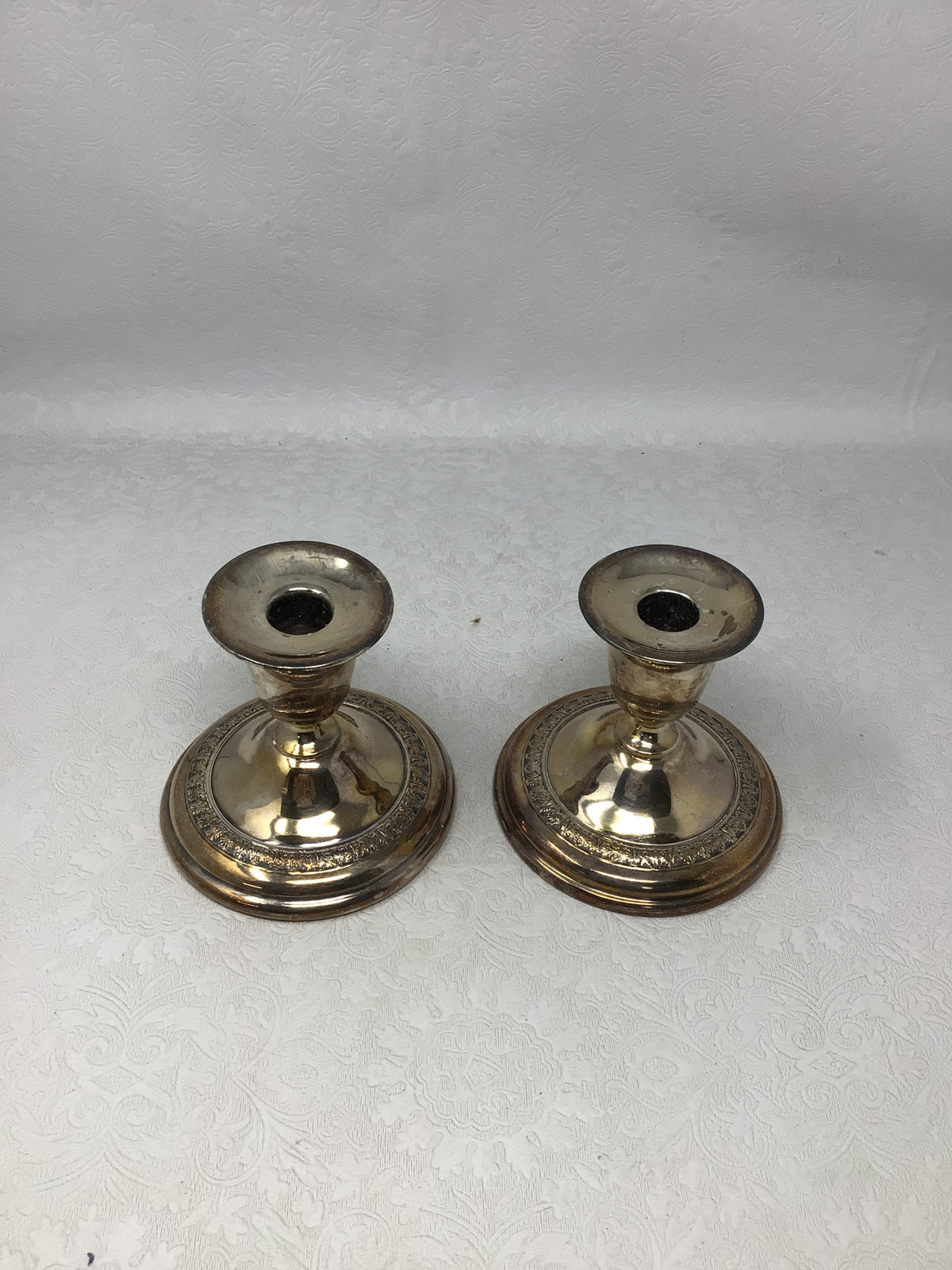Pair of Vintage Short-Profile Candlestick Holders