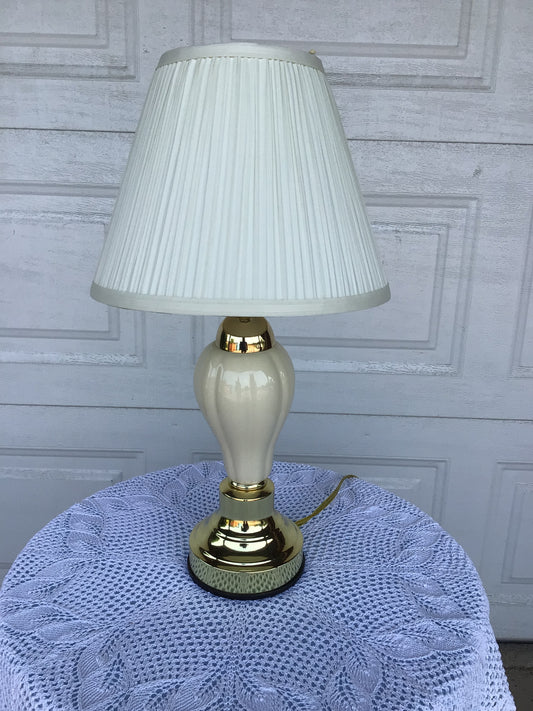 Small Gold and White Table Lamp