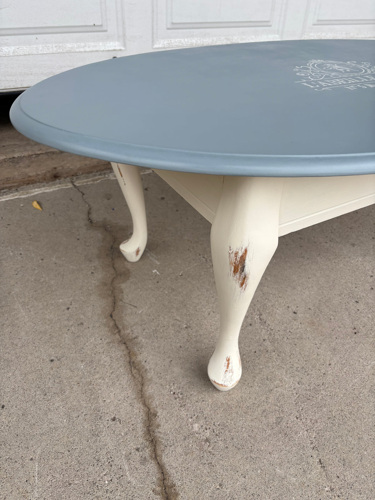Baby Blue Oval Coffee Table