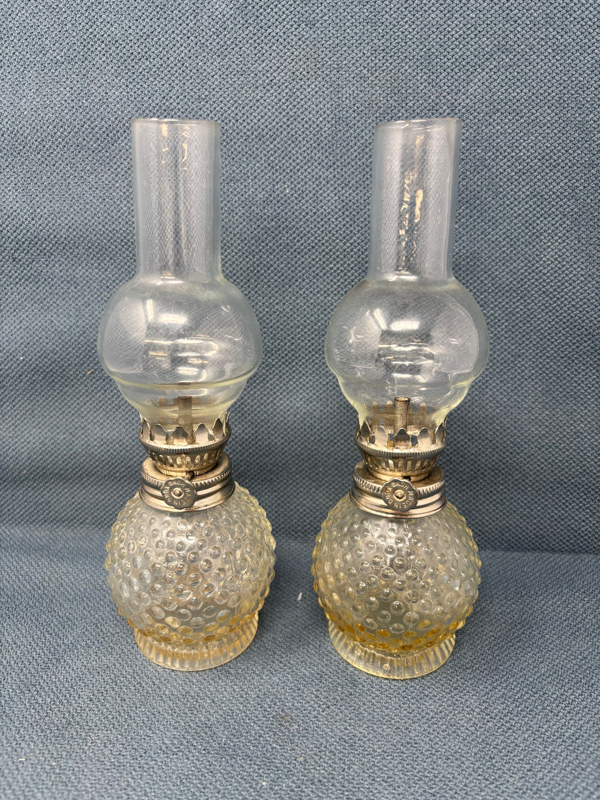 Set of 2 Vintage Miniature Oil Lamps