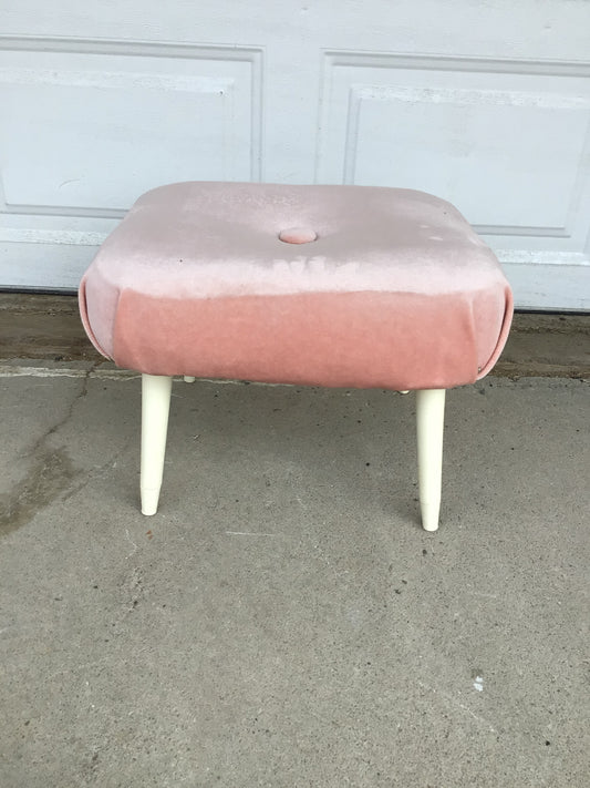 Pink Velour Footstool