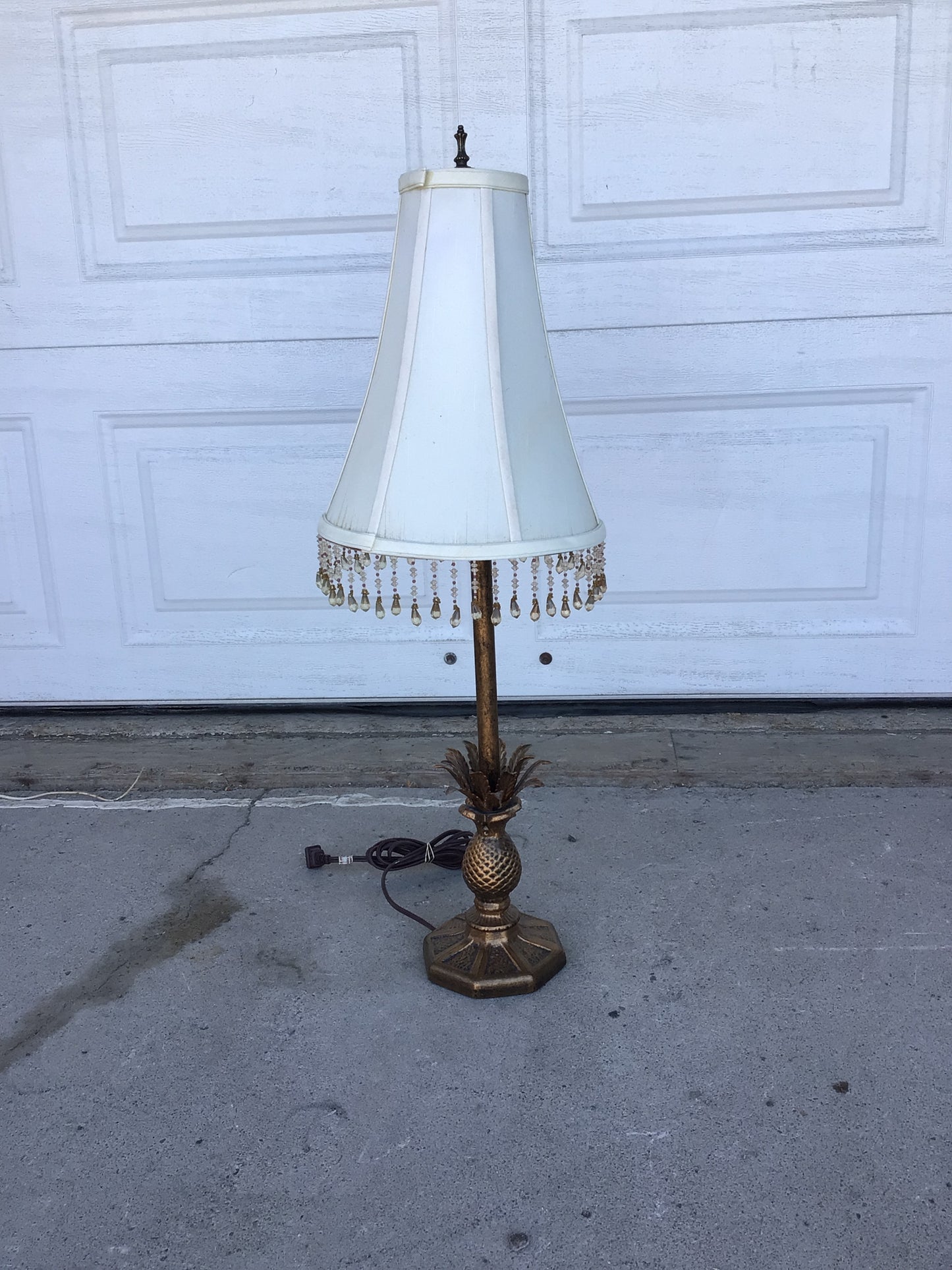 Pineapple Brass Lamp with Beaded Shade