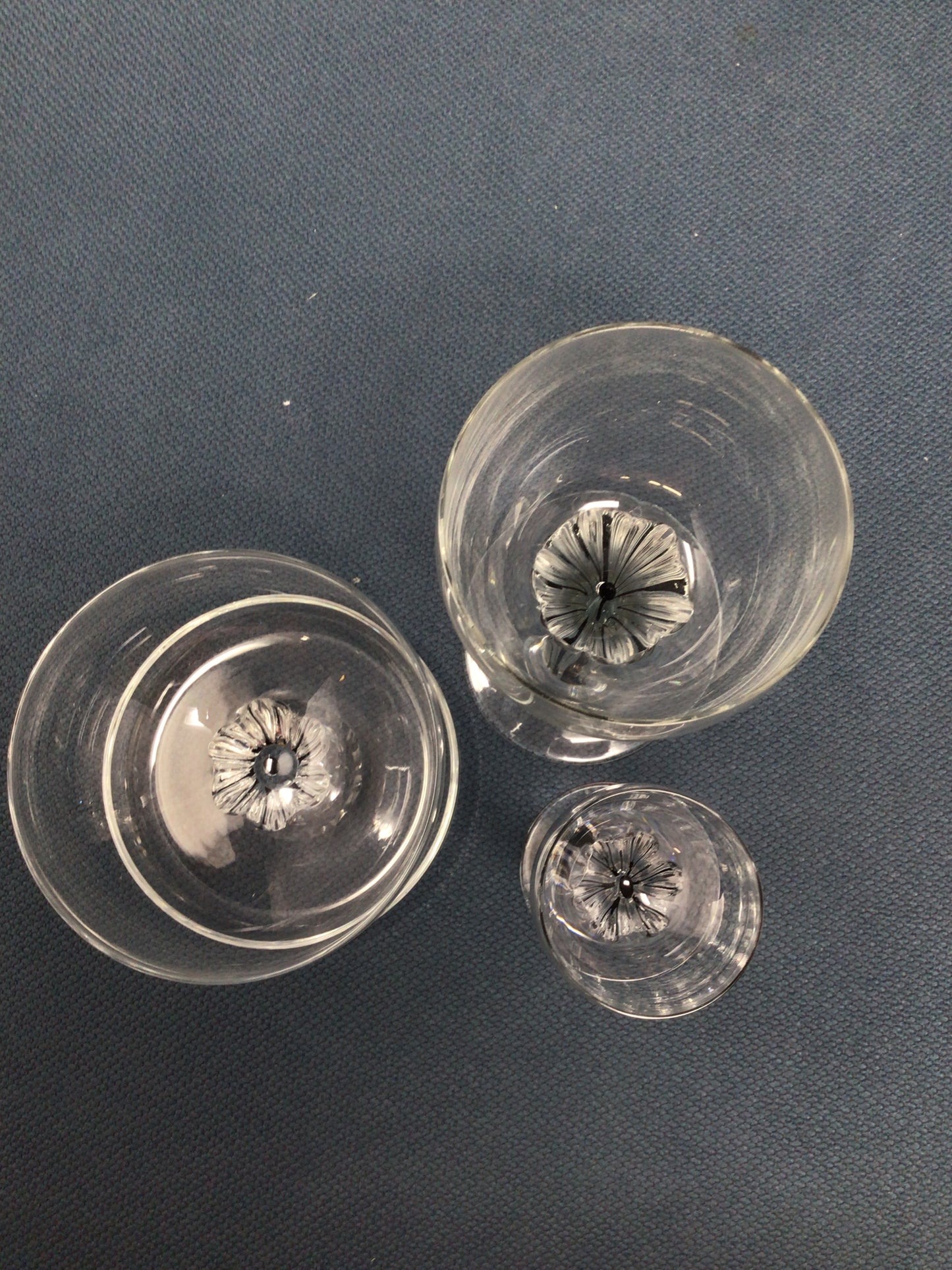 Set of 18 Vintage Belfor "Exquisite" Crystal Black Core Stemware