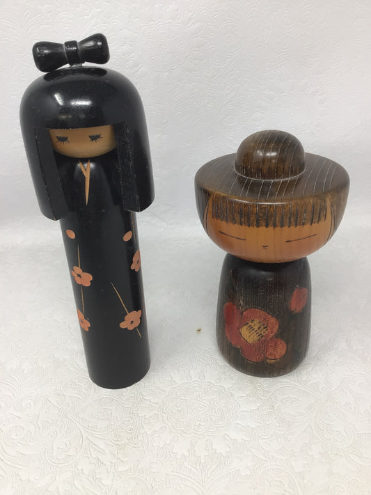 Set Of 2 Vintage Kokeshi Dolls
