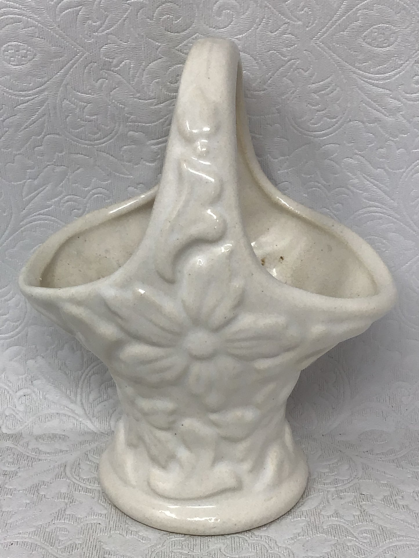 Small White Ceramic Flower Basket
