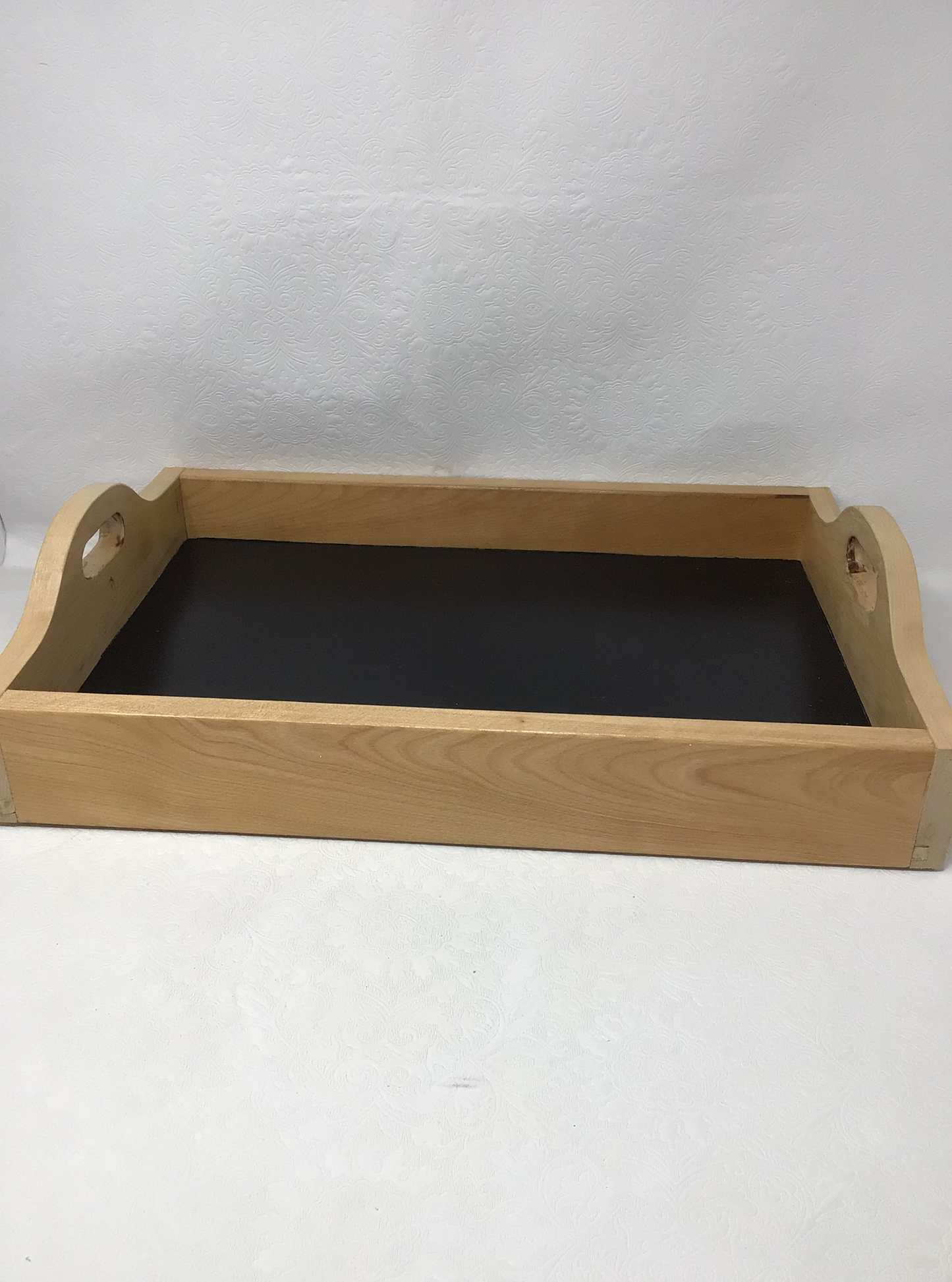 Wooden and Black Serving Tray