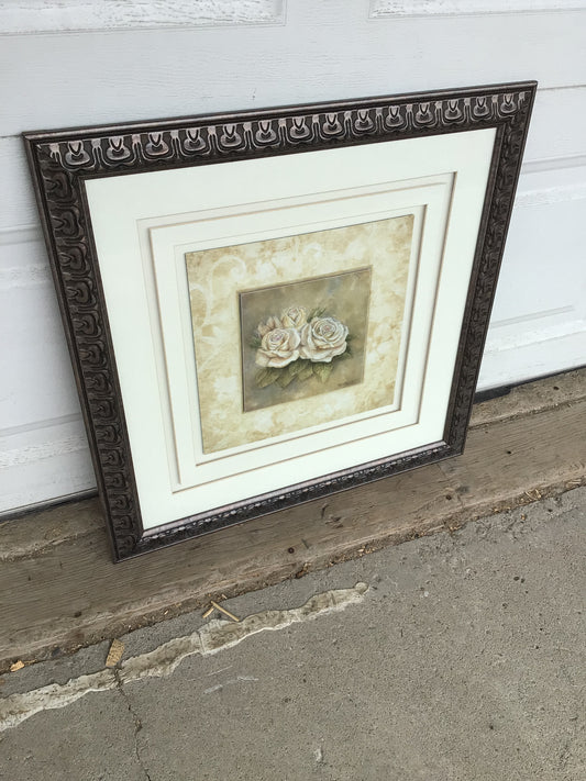 Framed White Roses