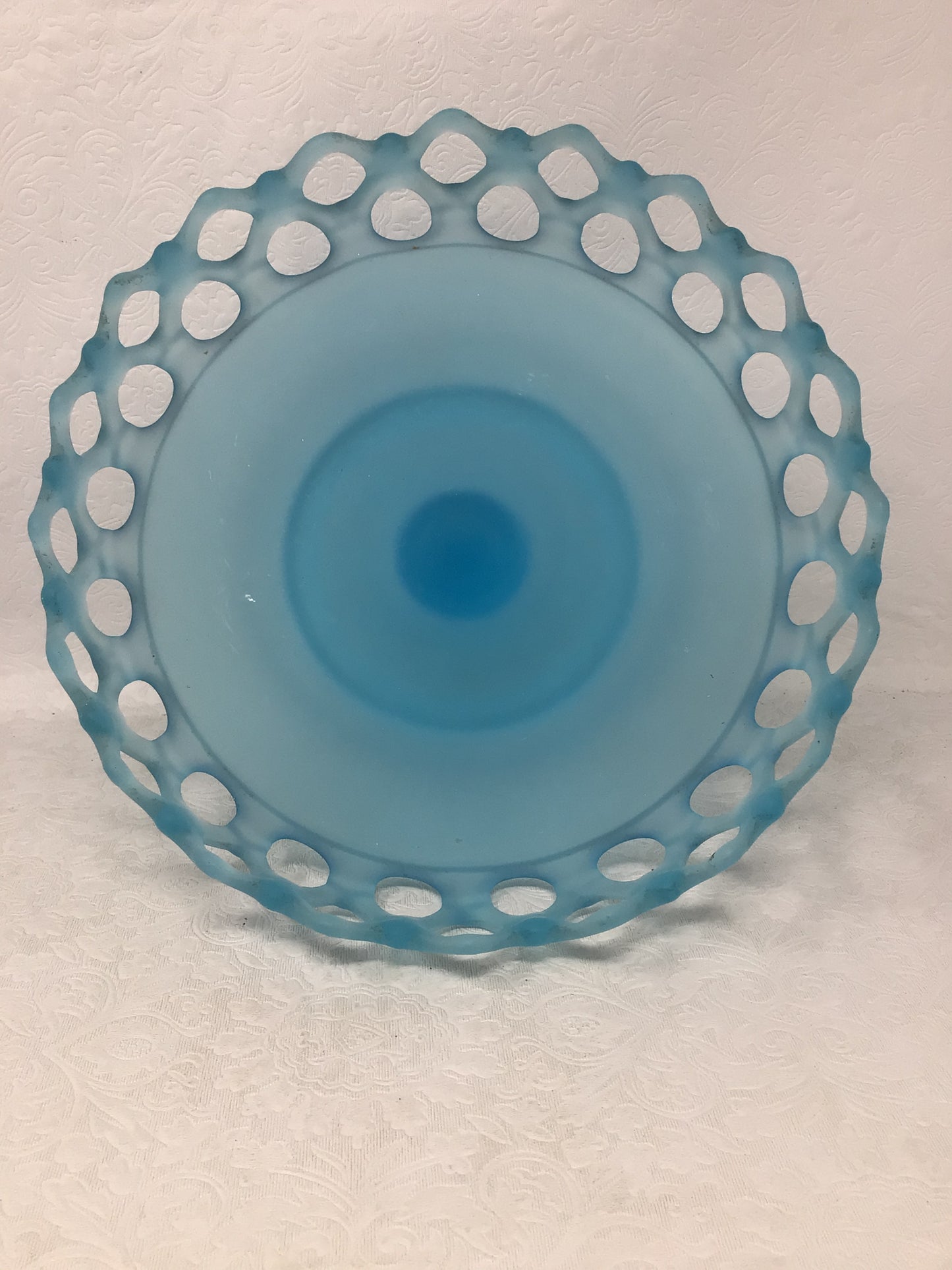 Westmoreland frosted blue satin glass compote.