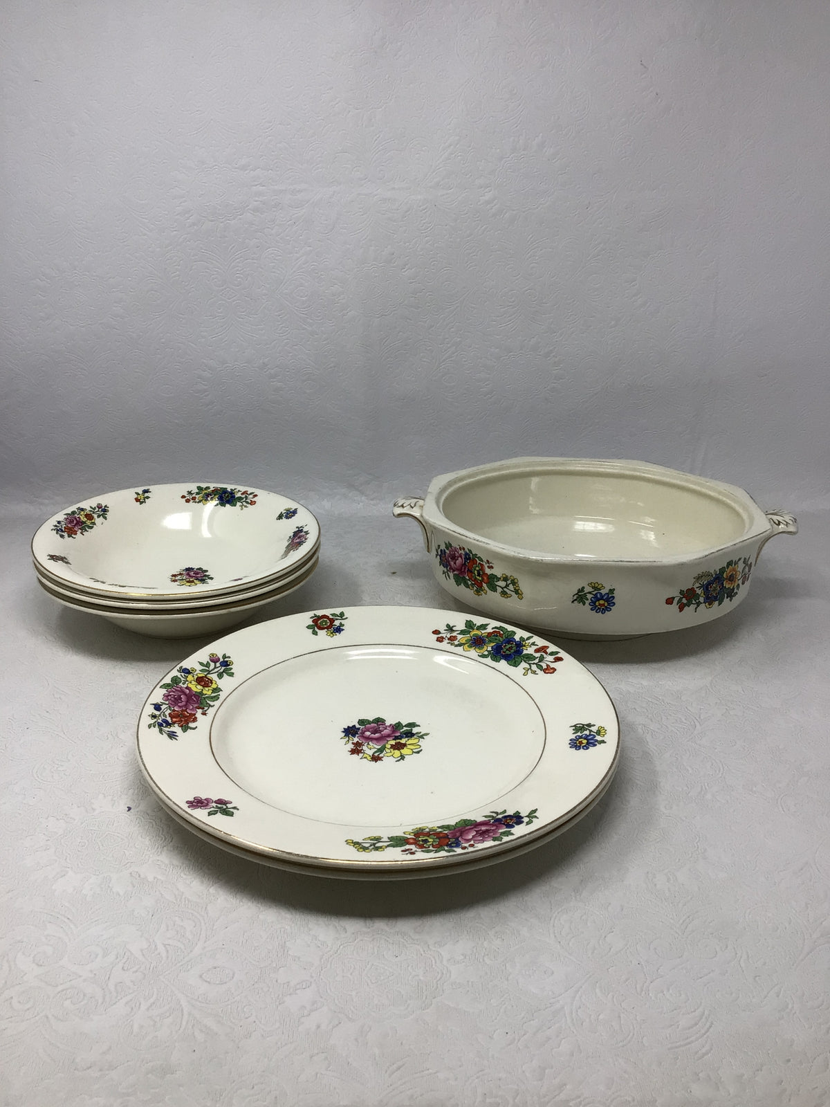 Vintage White Porcelain Dinner Plate Set