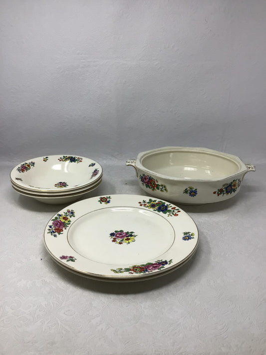 Vintage White Porcelain Dinner Plate Set