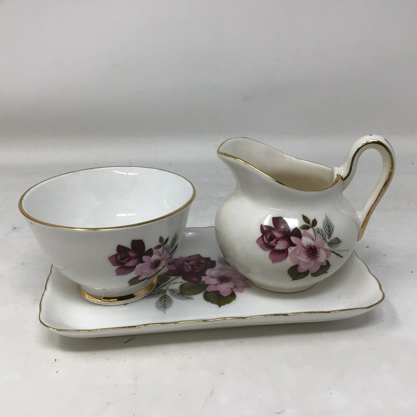 Vintage Delphine Bone China Cream and Sugar Set