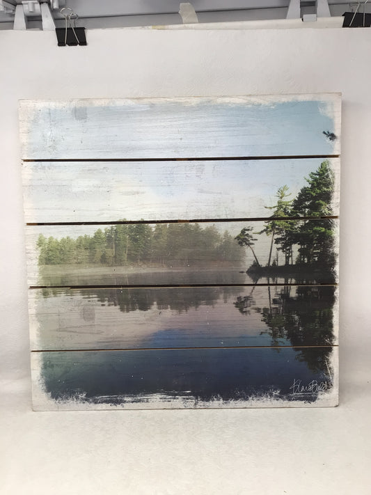 Lake Scene painted on wood