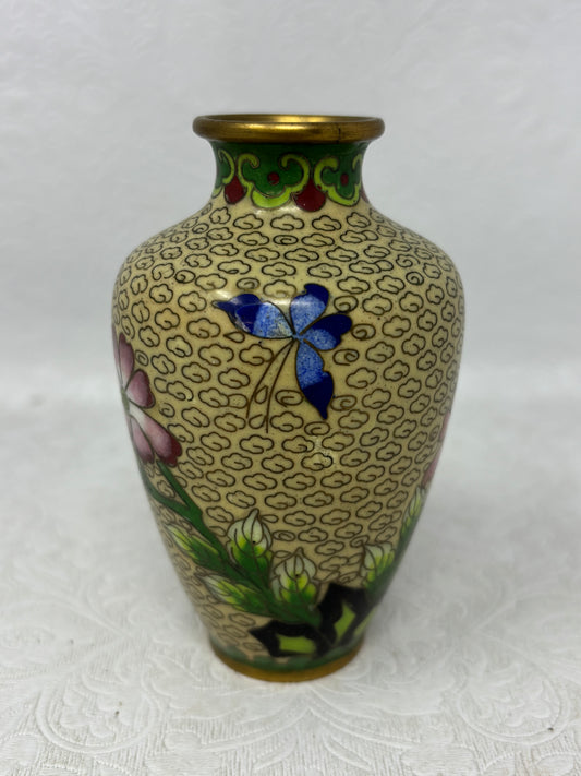 Vintage Gold-Trimmed Cloisonne Vase