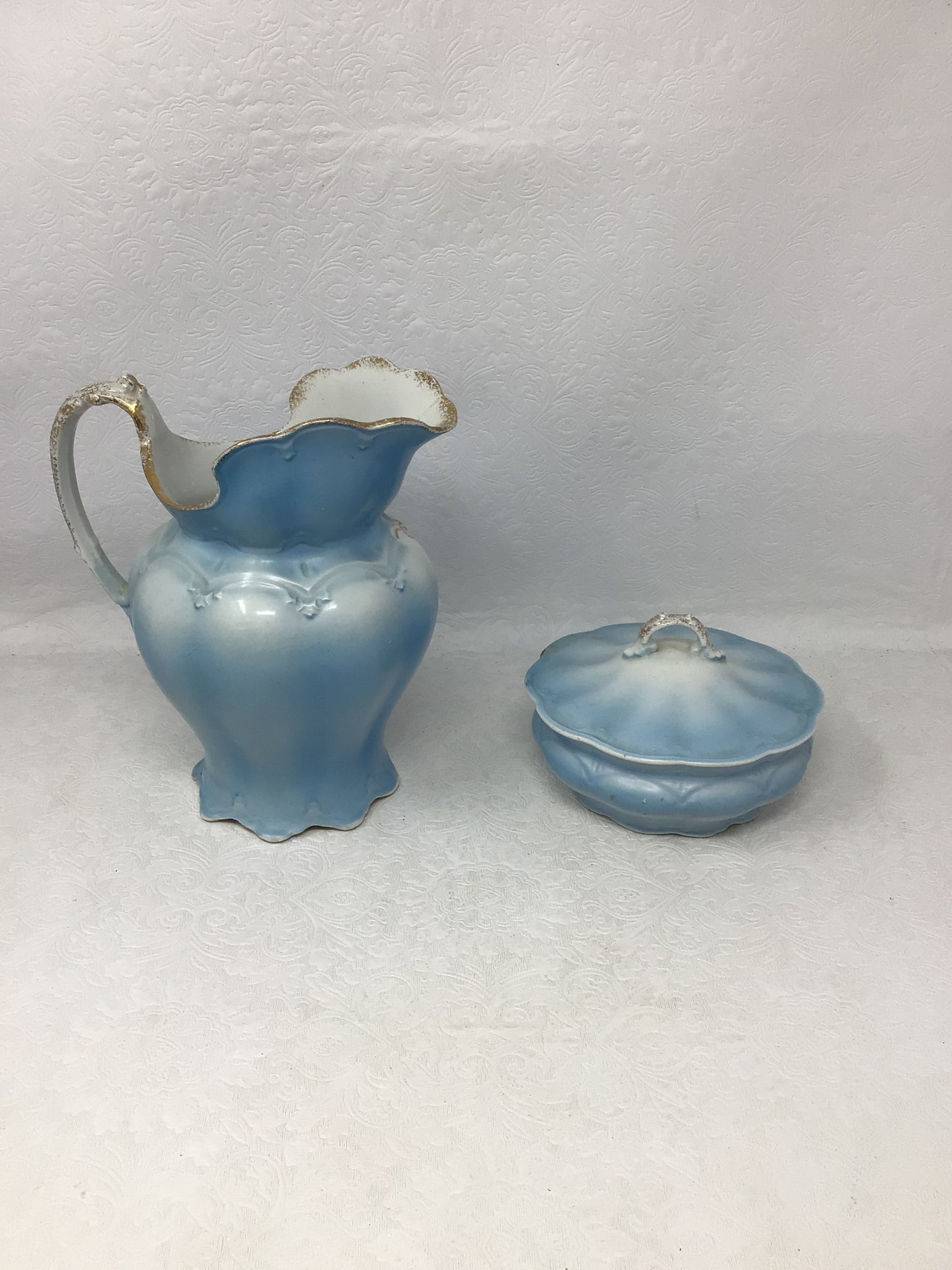 Antique Ironstone J&G Meaxin Pitcher and Covered Dish