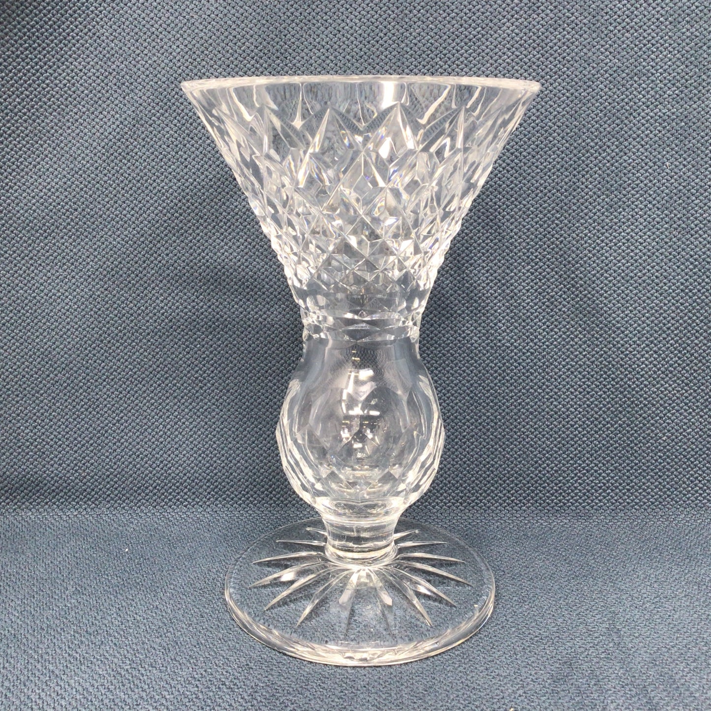 Set Of Two Tyrone Cut Crystal "Thistle" Vases