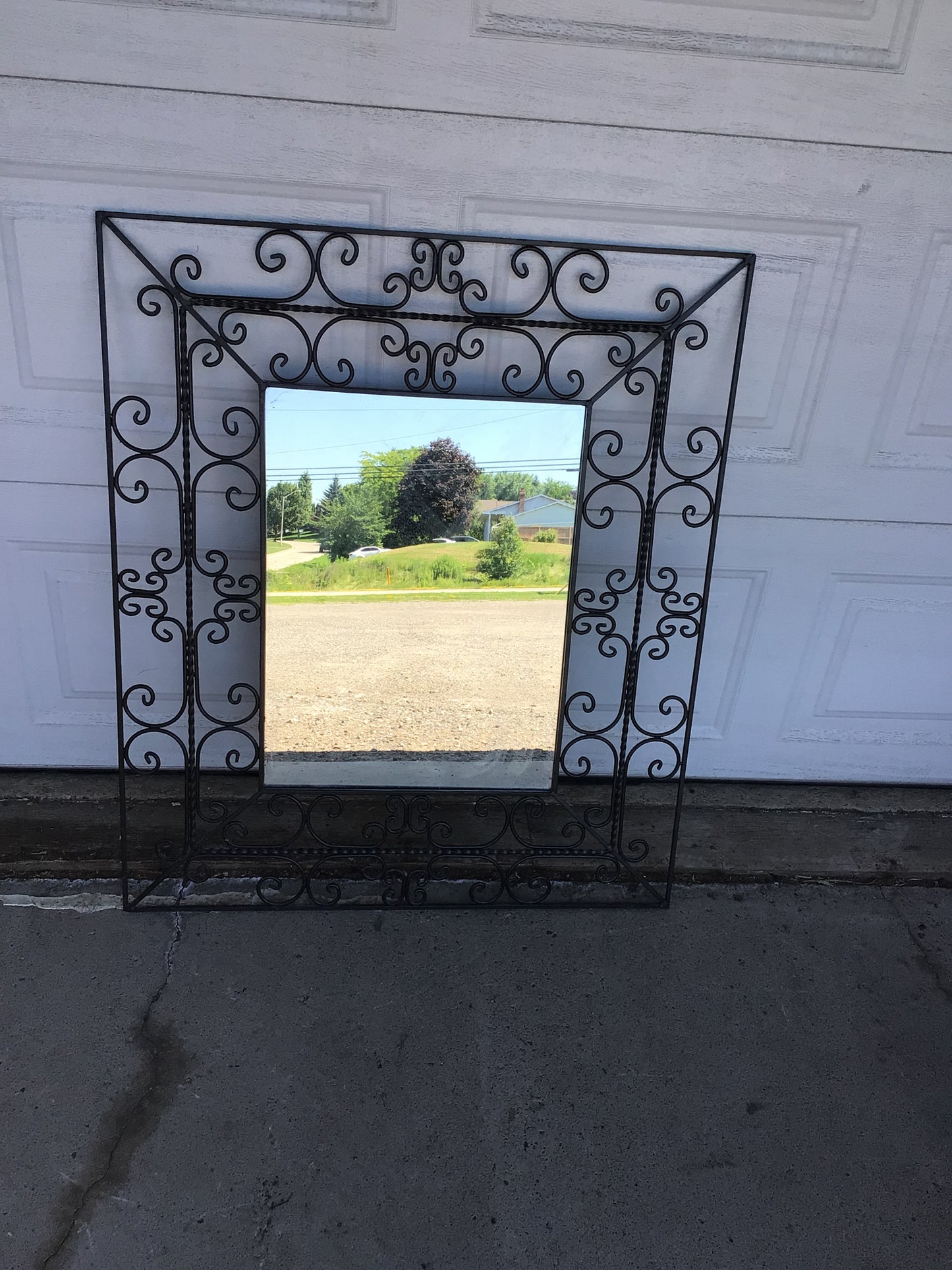 Ornate Black Wrought Iron Mirror