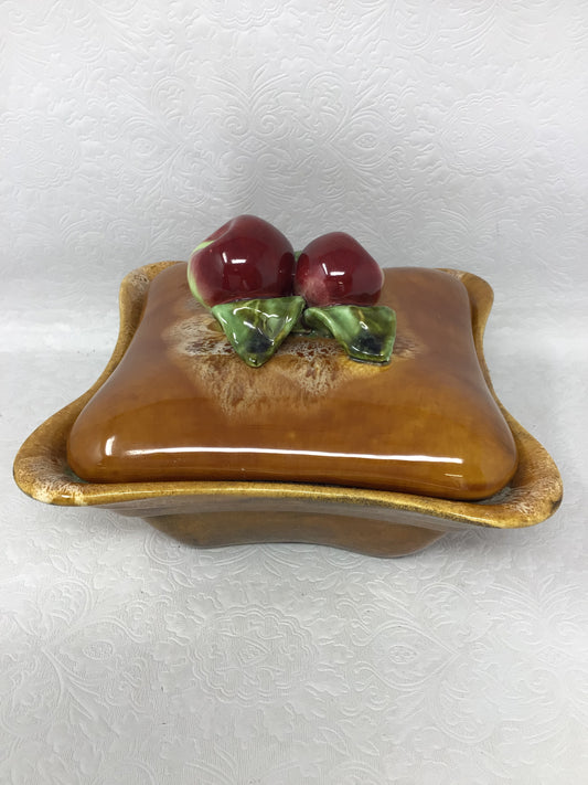 MCM California Pottery Drip Glaze Apple Dish