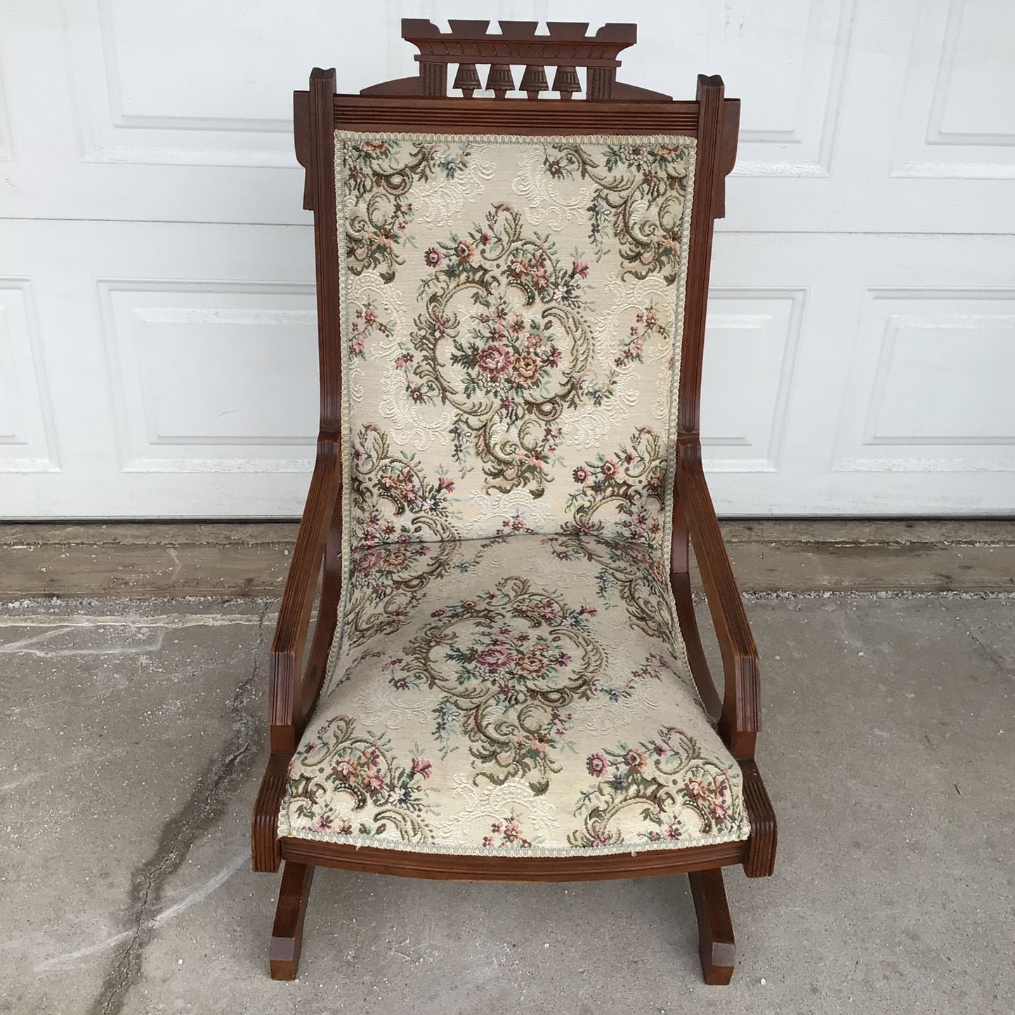 Vintage Floral Cushioned Wooden Rocking Chair