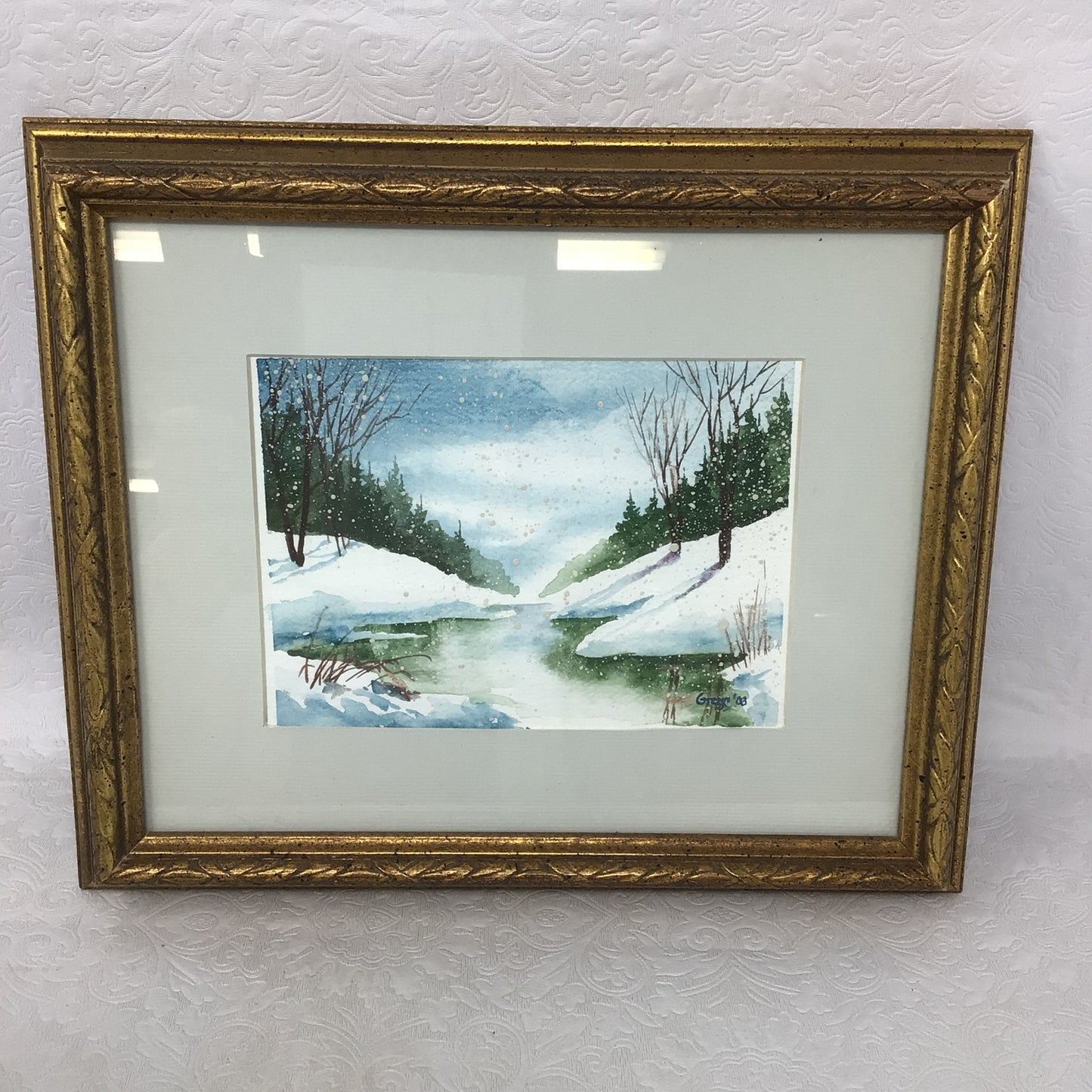 Framed and Matted Winter Scene