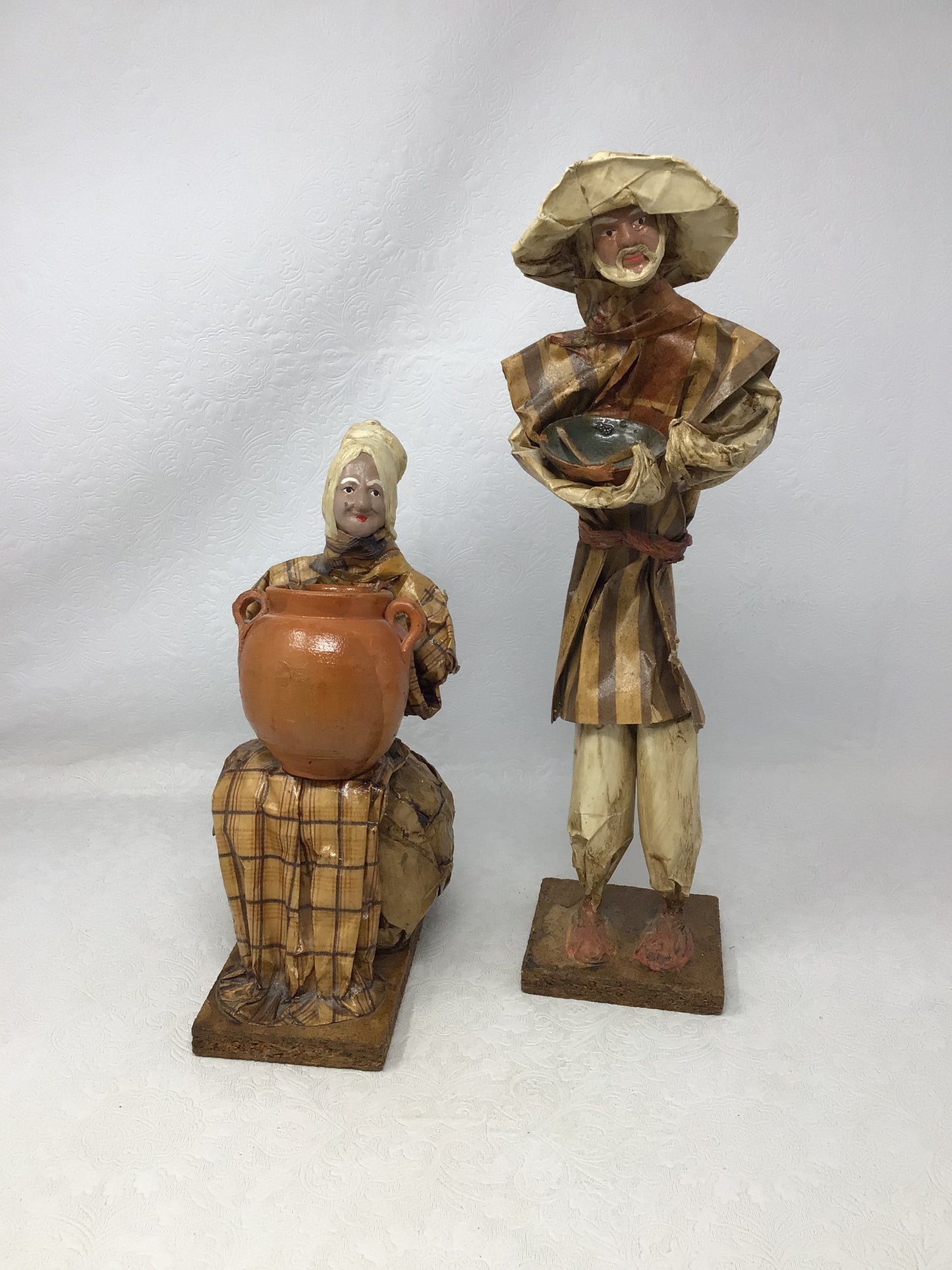 Two Mexican Paper Maché Folk Art Figurines