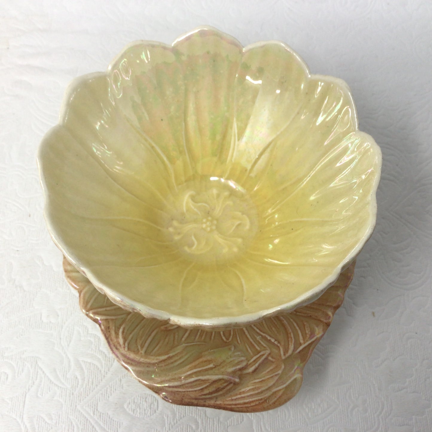 Vintage Royal Winton Lotus Bowl with Attached Saucer