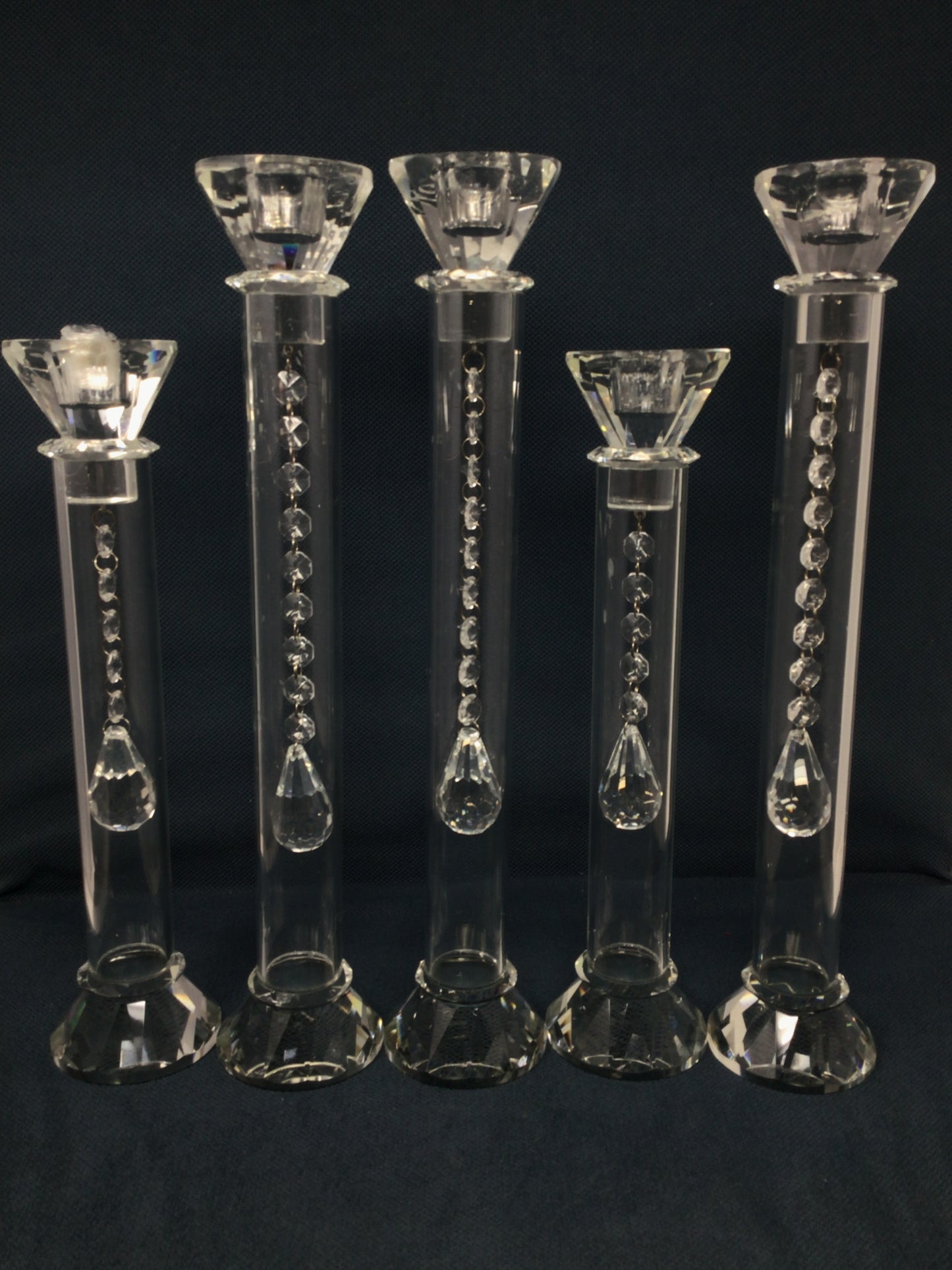 Set of 5 Hanging Crystal Candle Holders