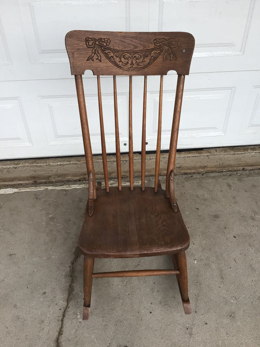 Wooden Rocking Chair with Bow Detail
