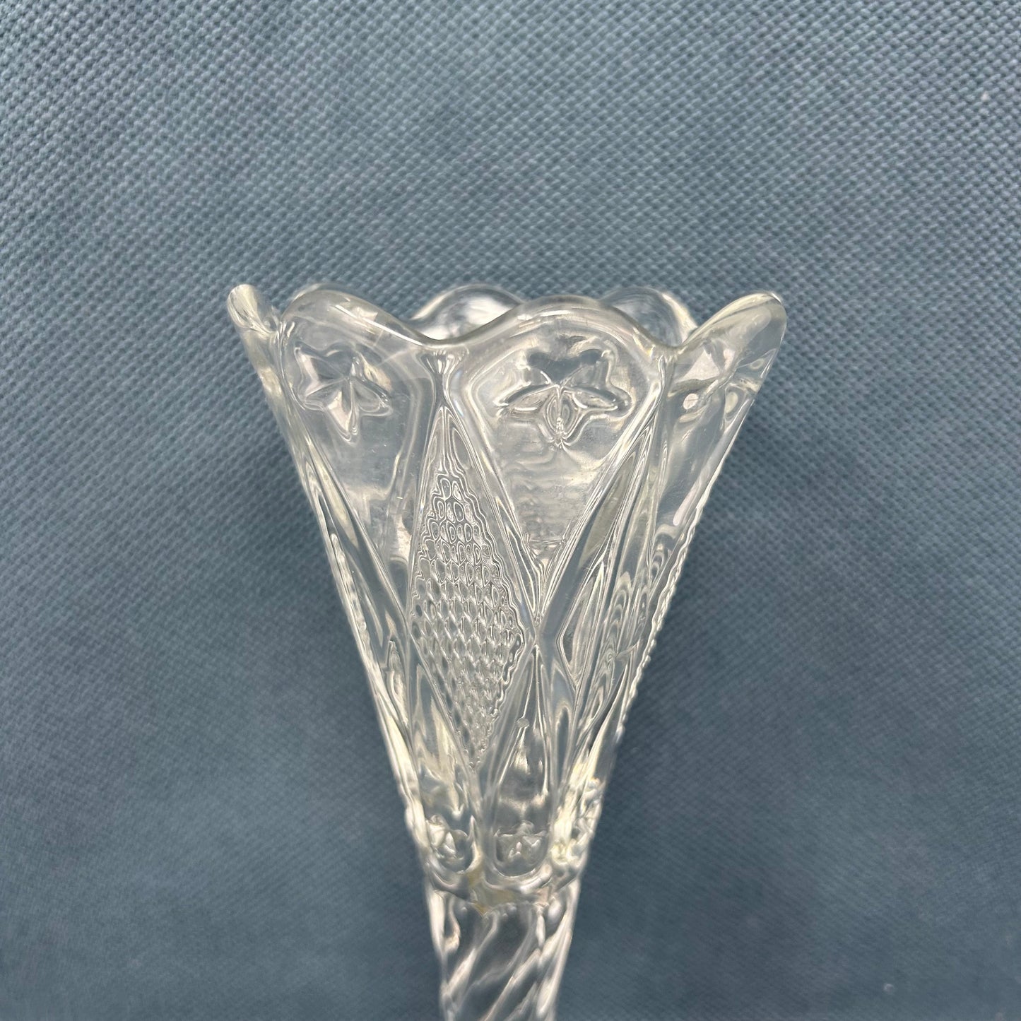 Vintage Ohio Flint Glass Clear Diamond Vase