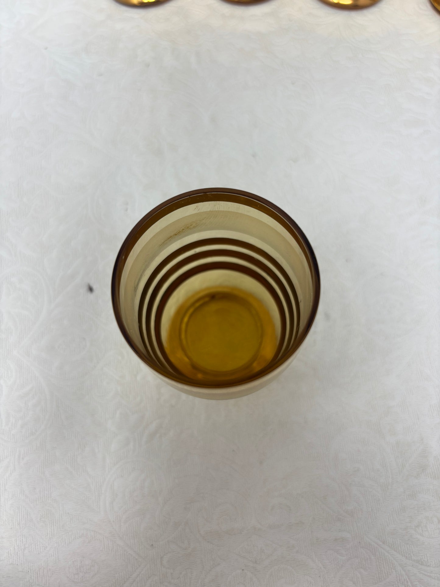 Set Of 5 Amber And Gold Striped Barware Glasses