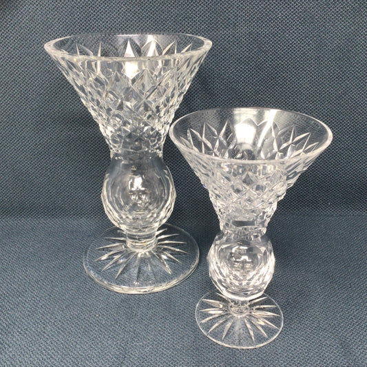 Set Of Two Tyrone Cut Crystal "Thistle" Vases