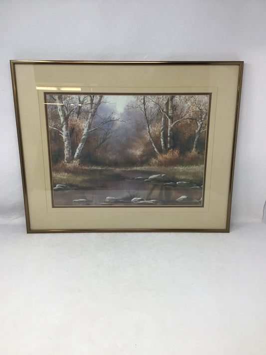 Serene Autumn Landscape Framed Painting