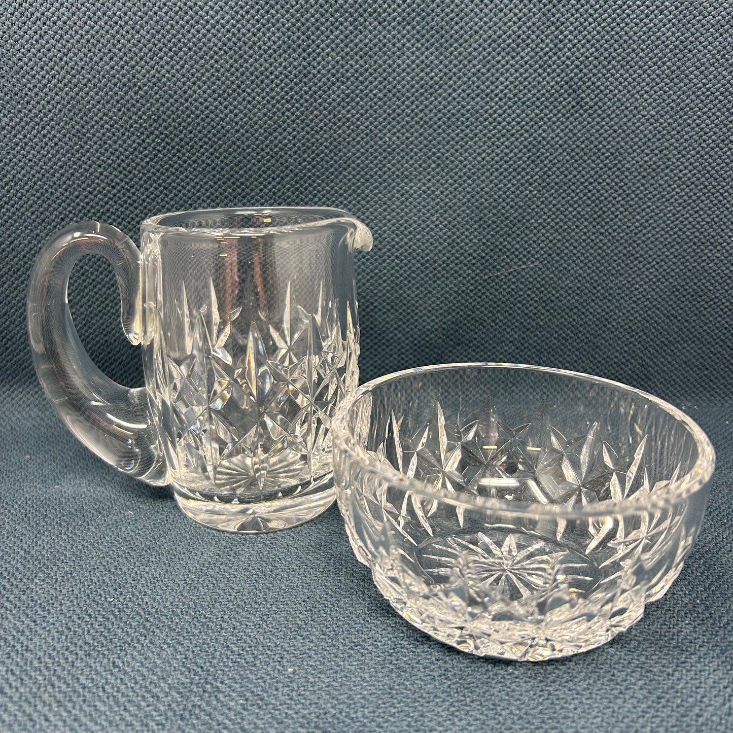 Waterford Crystal Snowflake Style Cut Sugar and Creamer Set