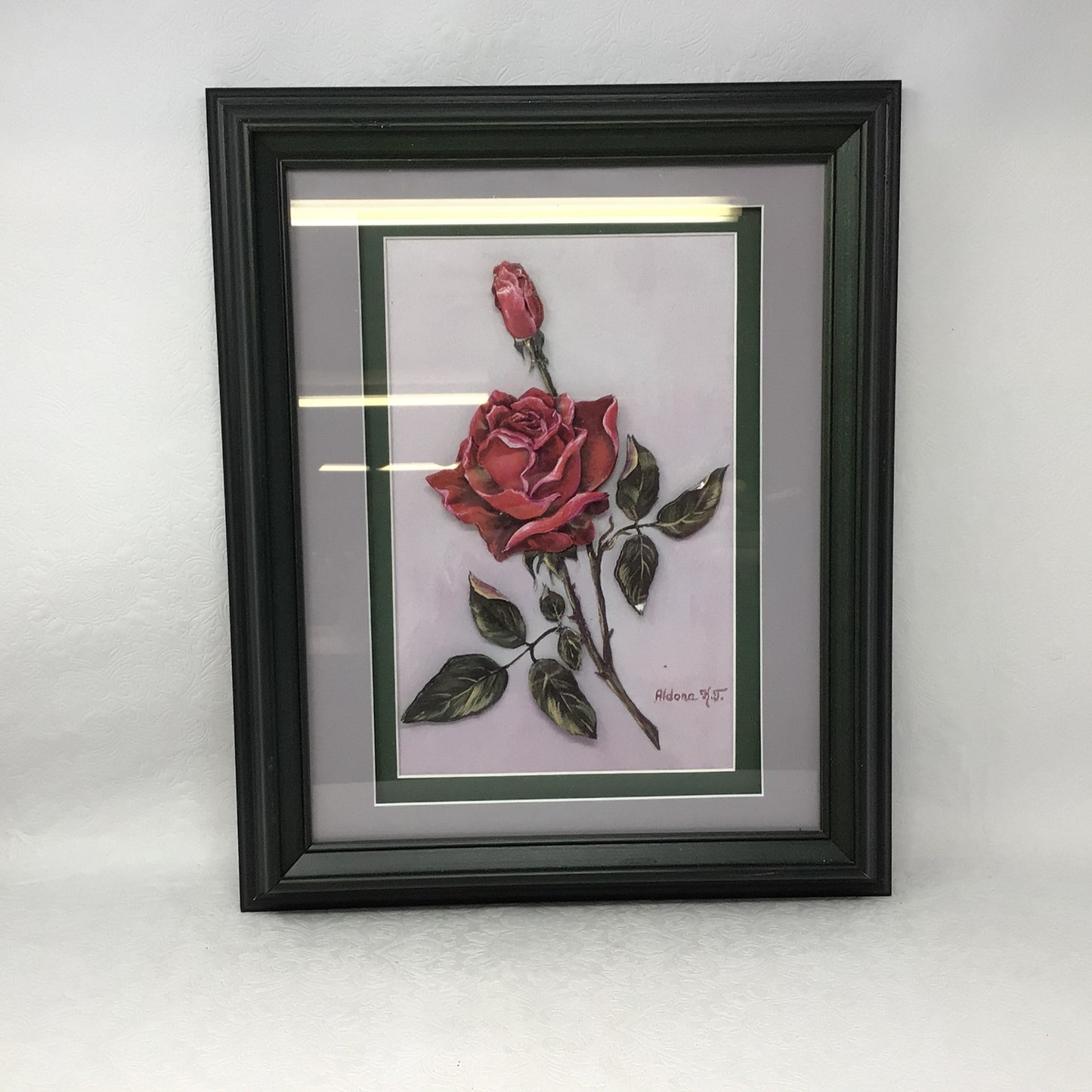 Vintage 3D Rose Art in Shadow Box