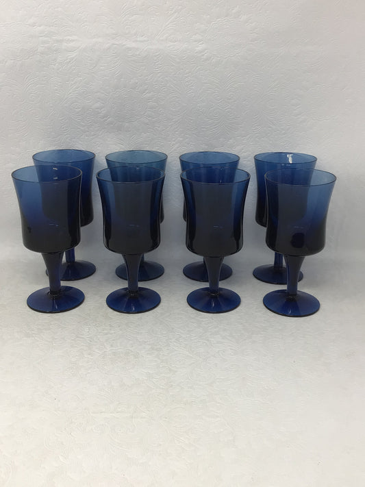 Set of 8 Vintage Denby Arabesque Blue Ice Glasses
