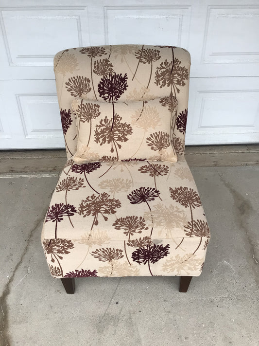Brown and Beige Slipper Chair