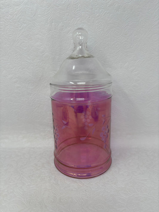 Cranberry Glass Apothecary Jar With Lid