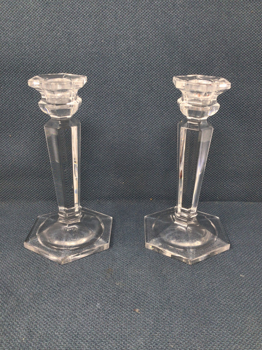 Set of 2 Mikasa Cambridge Crystal Candlesticks