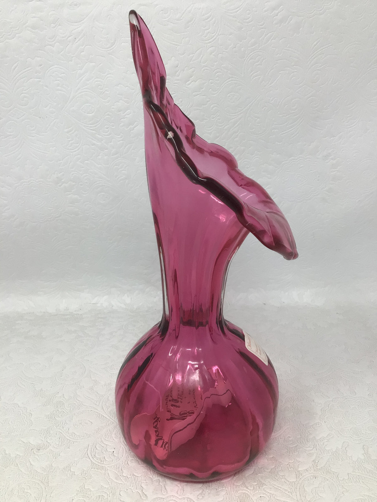 ‘Jack in the Pulpit’ Vintage Cranberry Glass Vase