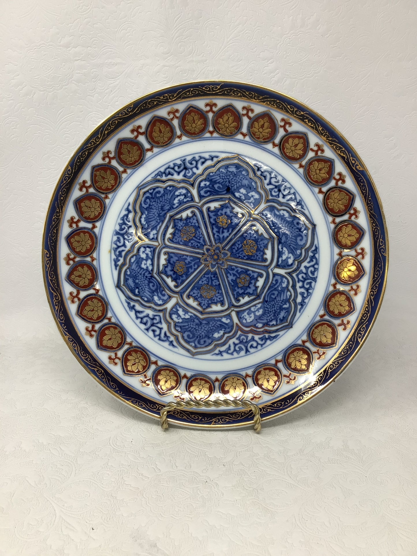 Vintage Hand Painted Gold Imari Plate
