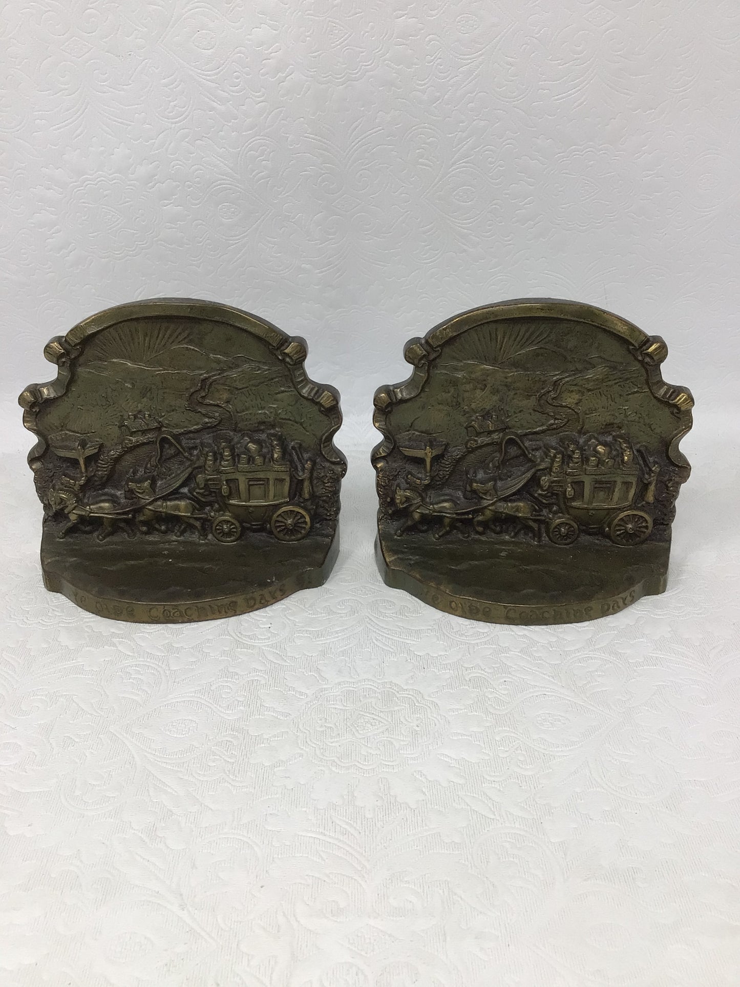 Brass Stagecoach Bookends